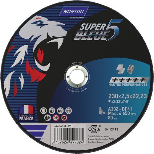 Meule De Tronçonnage Plate Sb5 Métal/inox Ø230x2.5x2223mm