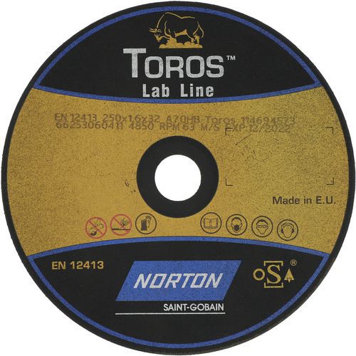 Meule De Tronçonnage Plate Toros Lab Line Ã˜250x1.6x32mm A70hbtoros