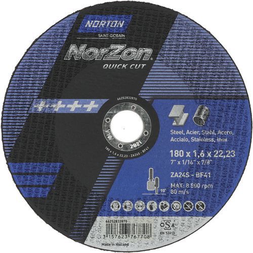Meule De Tronçonnage Plate Norzon Quickcut Métal/inox Ø180x1.6x2223mm