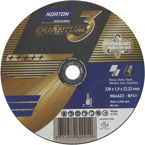 Meule De Tronçonnage Plate Quantum 3 Ø230x1.9x2223mm T41