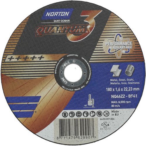 Meule De Tronçonnage Plate Quantum 3 Ø180x1.6x22.23mm T41