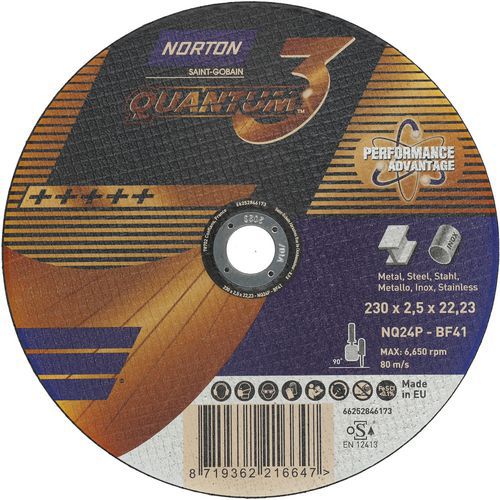 Meule De Tronçonnage Plate Quantum 3 Ø230x2.5x2223mm T41