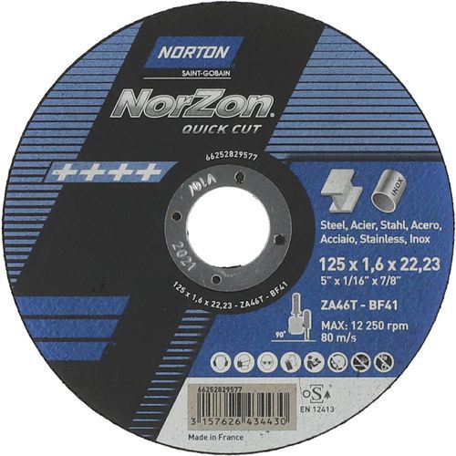 Meule De Tronçonnage Plate Quickcut Métal/inox Ø125x1.6x2223mm