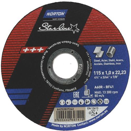 Meule De Tronçonnage Plate Starline Ã˜115x1.0x2223mm