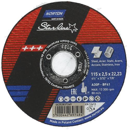 Meule De Tronçonnage Plate Starline Ã˜115x2.5x2223mm