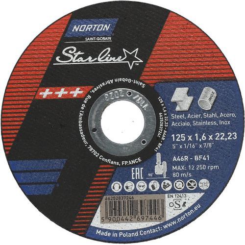 Meule De Tronçonnage Plate Starline Ã˜125x1.6x2223mm