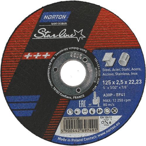 Meule De Tronçonnage Plate Starline Ã˜125x2.5x2223mm