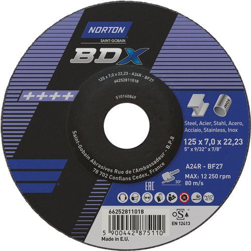 Meule D'ébarbage Bdx Métal/inox Ã˜125x6.5x2223mm