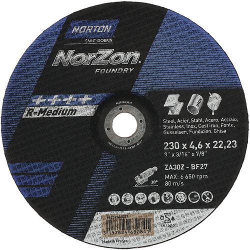 Meule D'ébarbage Norzon Iii Foundry Fonte Ø230x4.6x2223mm