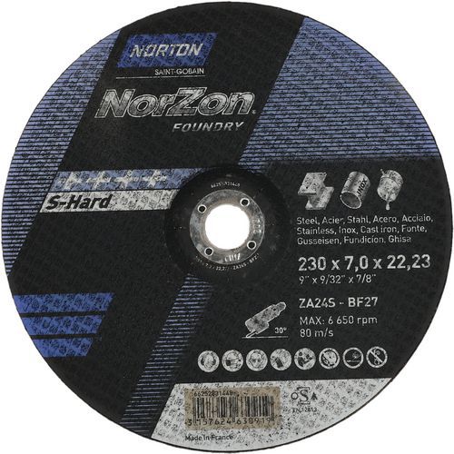 Meule D'ébarbage Norzon Iii Foundry Fonte Ø230x7x2223mm