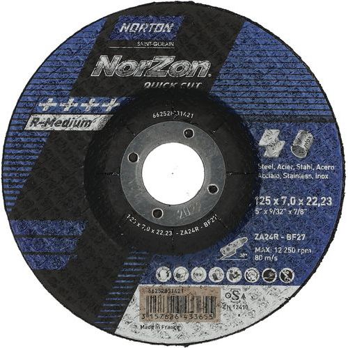 Meule D'ébarbage Norzon Quickcut Métal/inox Ø125x7x2223mm