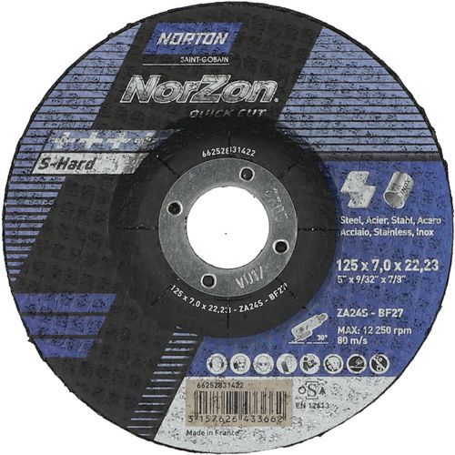 Meule D'ébarbage Norzon Quickcut Métal/inox Ø125x7x2223mm