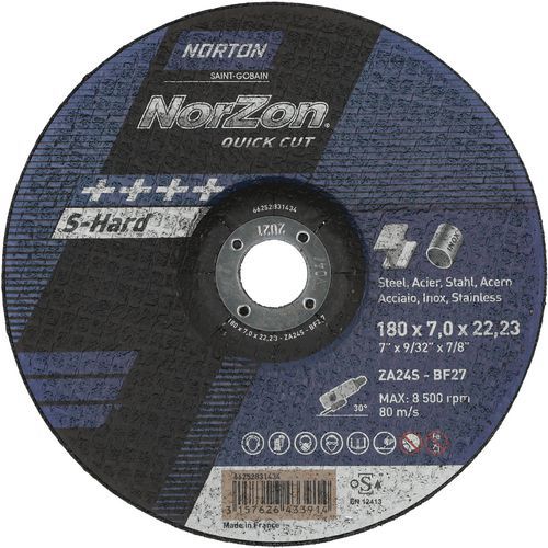 Meule D'ébarbage Norzon Quickcut Métal/inox Ø180x7x2223mm