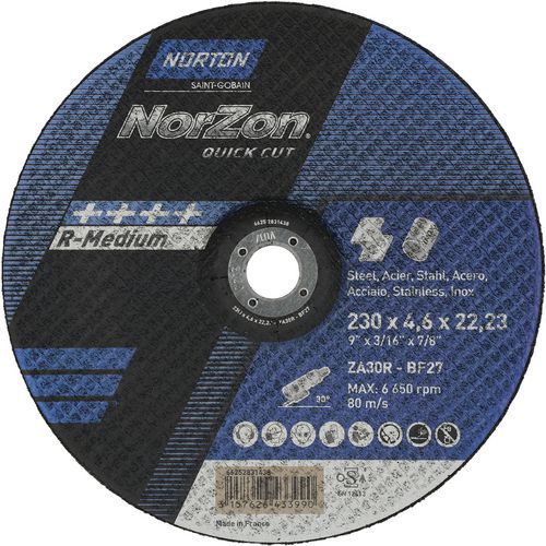 Meule D'ébarbage Norzon Quickcut Métal/inox Ø230x4.6x2223mm