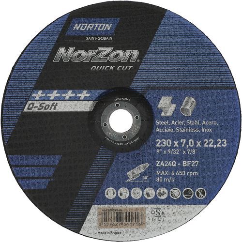 Meule D'ébarbage Norzon Quickcut Métal/inox Ø230x7x2223mm