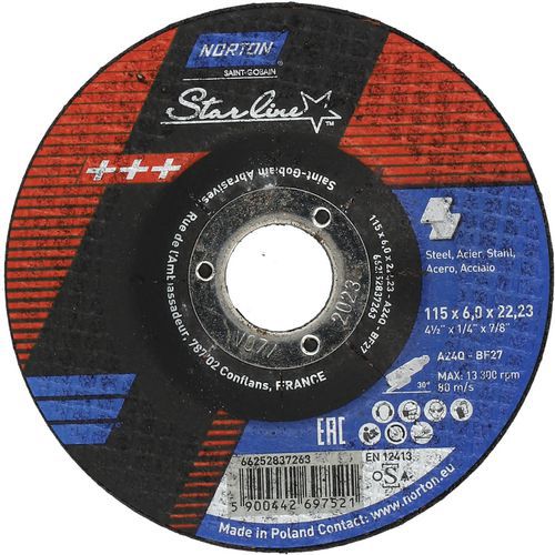 Meule D'ébarbage Starline Métal/inox Ã˜115x6.0x2223mm T27