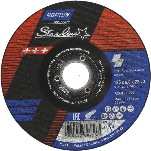 Meule D'ébarbage Starline Métal/inox Ã˜125x6.0x2223mm T27