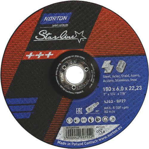 Meule D'ébarbage Starline Métal/inox Ã˜180x6.0x2223mm T27