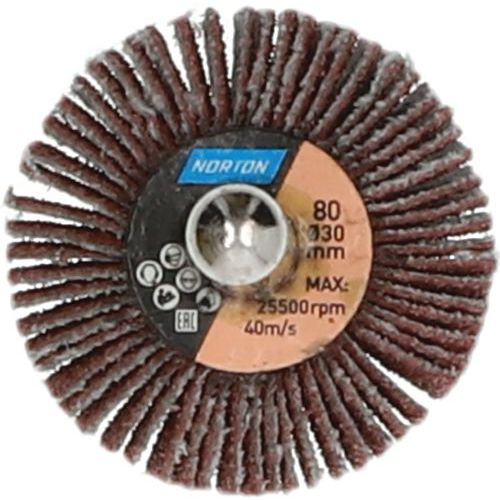 Roue à Lamelles Sur Tige Métal Ø30x10x6mm Grain 80