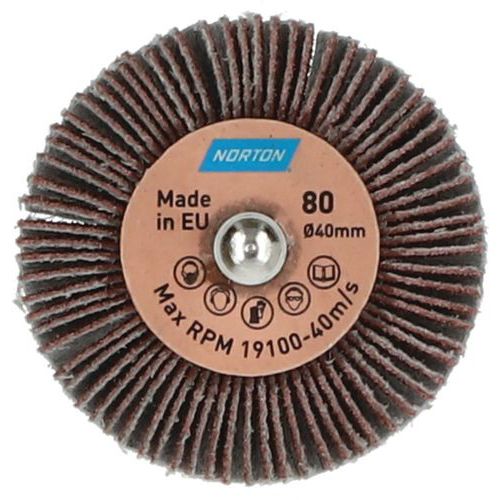 Roue à Lamelles Sur Tige Métal Ø40x15x6mm Grain 80