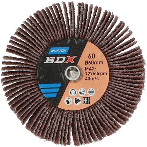 Roue à Lamelles Sur Tige Métal Ø60x15x6mm Grain 60