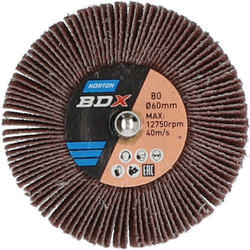 Roue à Lamelles Sur Tige Métal Ø60x15x6mm Grain 80