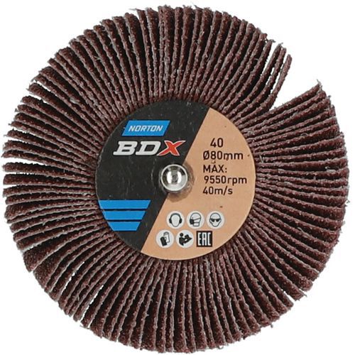 Roue à Lamelles Sur Tige Métal Ø80x30x6mm Grain 40