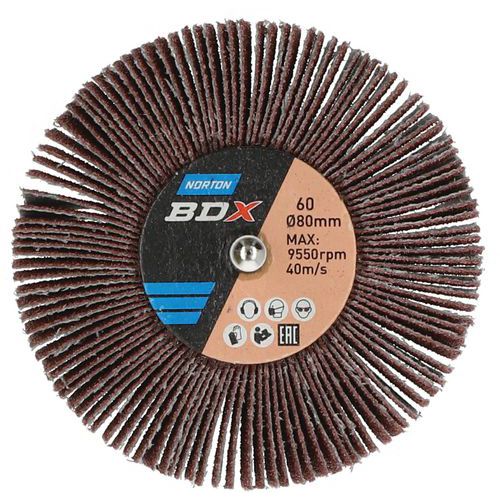 Roue à Lamelles Sur Tige Métal Ø80x30x6mm Grain 60