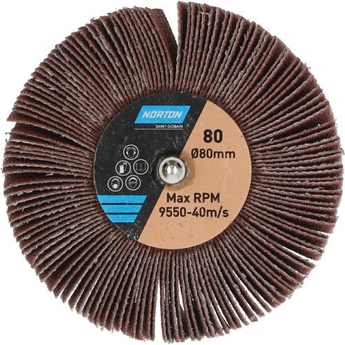 Roue à Lamelles Sur Tige Métal Ø80x30x6mm Grain 80