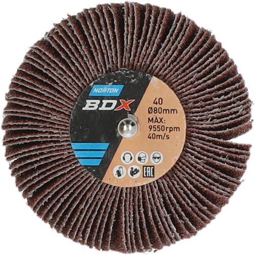 Roue à Lamelles Sur Tige Métal Ø80x50x6mm Grain 40