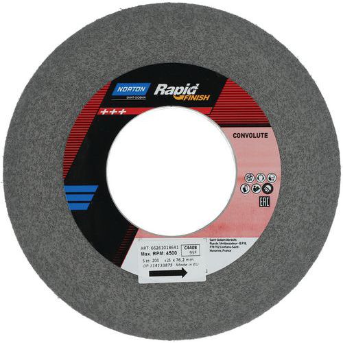 Norton - Roue Rapid Finish Long Life Ø200x25mm Grain Fin - Alésage 76.2mm - 4500 tr/min - Accessoire Outillage Électroportatif