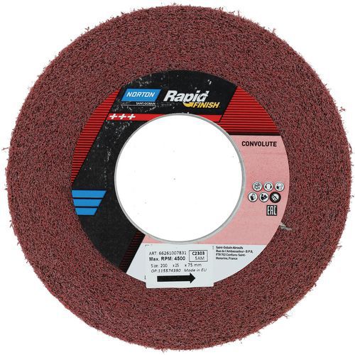 Roue Convolute Rapid Finish Ø200x25x76mm Grain Fin C2303dma