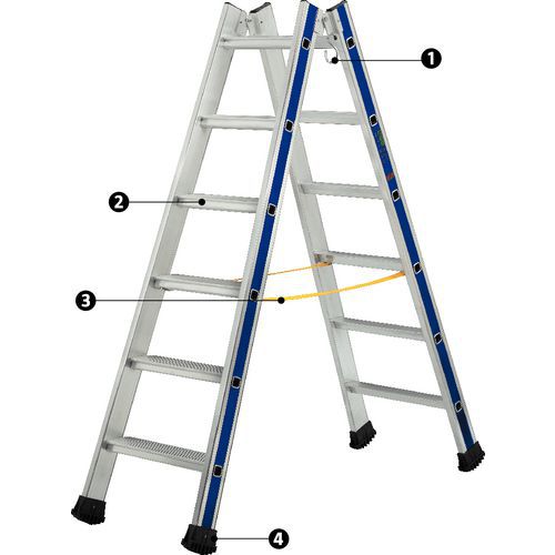 Echelle Double A Marches 2x8 Echelons Ha Uteur=2.1m