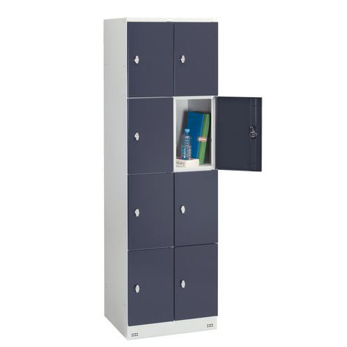 Vestiaire 8 cases Collectivité - 2 colonnes largeur 300 mm - Sur socle Vestiaire 8 cases Collectivité - 2 colonnes largeur 300 mm - Sur socle