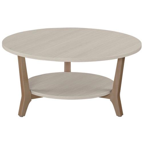Table Basse Zélos Ã˜ 80 Cm 2 Plateaux Hêtre/chêne Clair