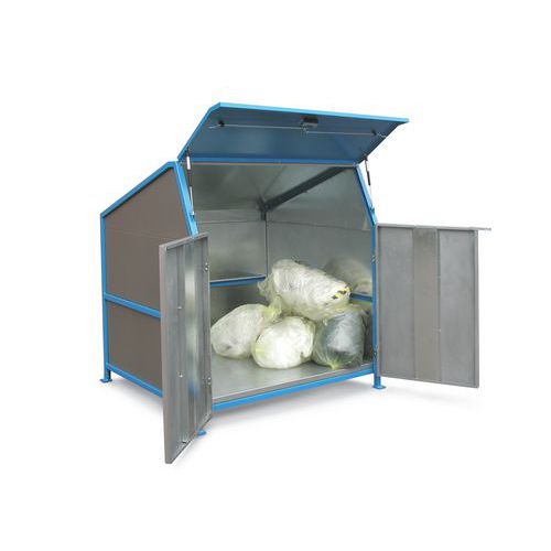 Abri pour conteneur à déchet - 3 cloisons, porte et plancher - Bauer