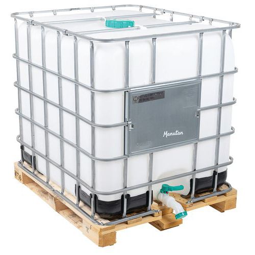 Cuve IBC 1000 litres – blanc – palette bois – non nettoyé