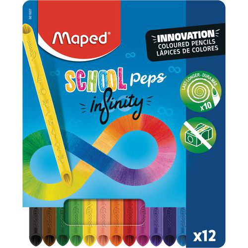 Etui 12 crayons de couleurs SCHOOL'PEPS INFINITY sans déchet thumbnail image 1