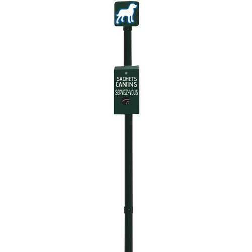 Borne de propreté canine aluminium vert RAL 6009 - Poteau pour gestion des déchets - Capacité 300 L - Métal résistant