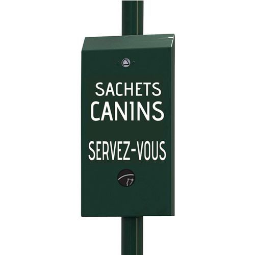 Distributeur 300 sachets hygiène canine - Métal Vert - Mural/Poteau - Grande capacité