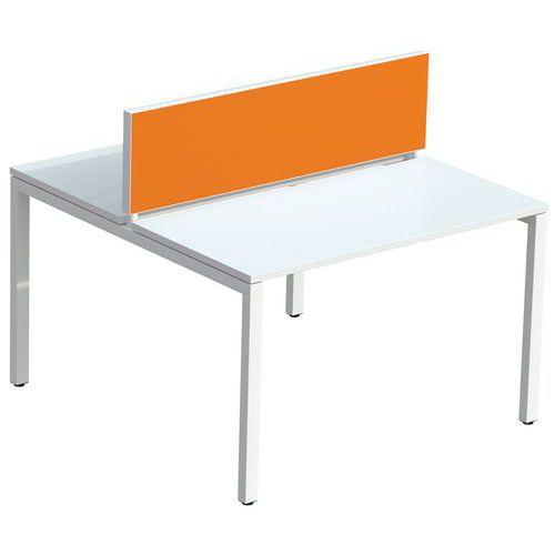 Ecran De Sép. Easy Office 33x140 Cm Cadre Blanc Tissu Orange