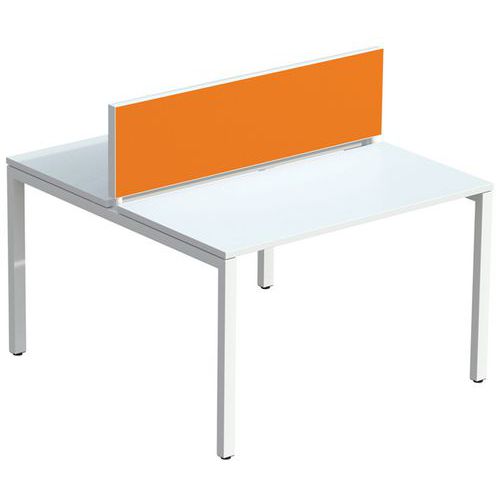 Ecran De Sép. Easy Office 33x160 Cm Cadre Blanc Tissu Orange