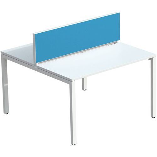 Ecran De Sép. Easy Office 33x140 Cm Cadre Blanc Tissu Bleu