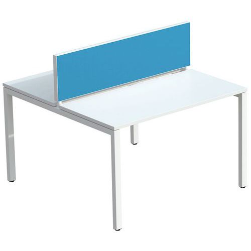 Ecran De Sép. Easy Office 33x160 Cm Cadre Blanc Tissu Bleu