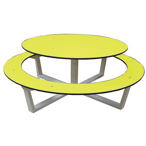 Table Banc Hpl Ronde Ø150 Cm - Jaune