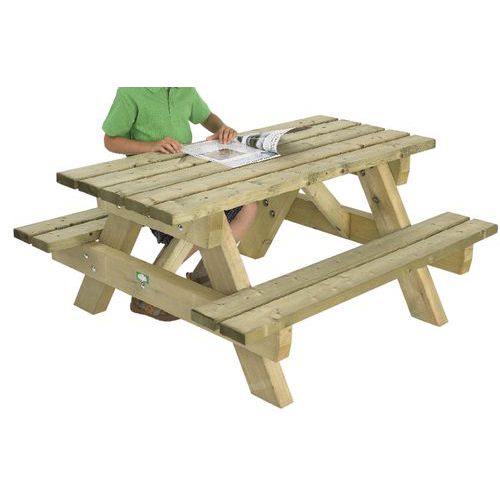 Table-banc enfant en bois Juracelle - 120x110cm - Livré monté - Mobilier d'extérieur résistant