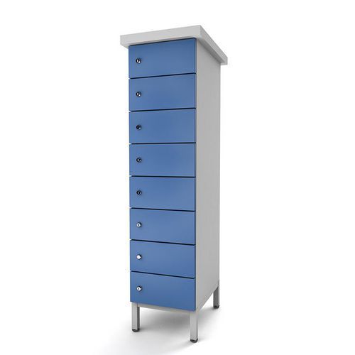 Armoire extérieure électrifiée 8 casiers bleue RAL 5012 - Akaze - Galvanisée - 1855mm H x 484mm L x 633mm P - Idéale recharge batteries