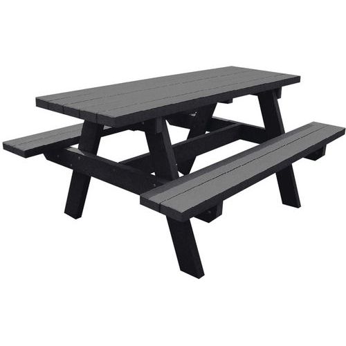 Table Bancs Parc Livrée Pré-monté Noir - à Sceller