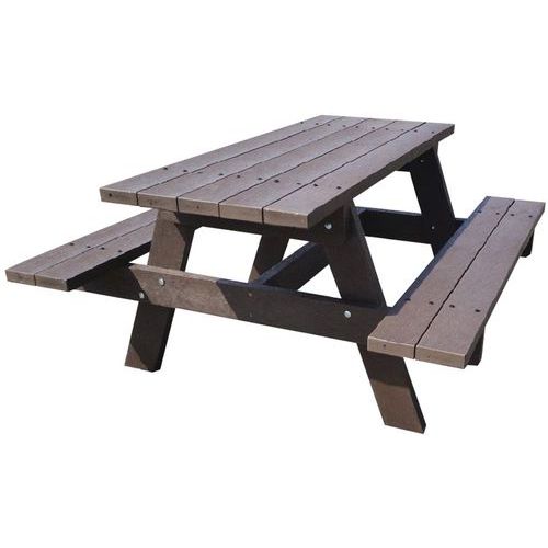 Table de pique-nique Parc Eco 145x140x70 cm - Marron - À sceller - Robuste et Durable