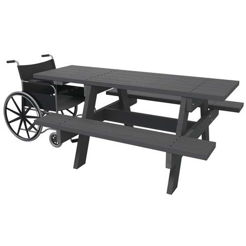 Table bancs Parc Eco PMR 180 Gris - Modèle à poser - Mobilier d'extérieur résistant